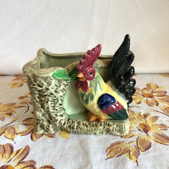 Vintage Japan Ceramic Rooster Planter - Picture 1 of 7